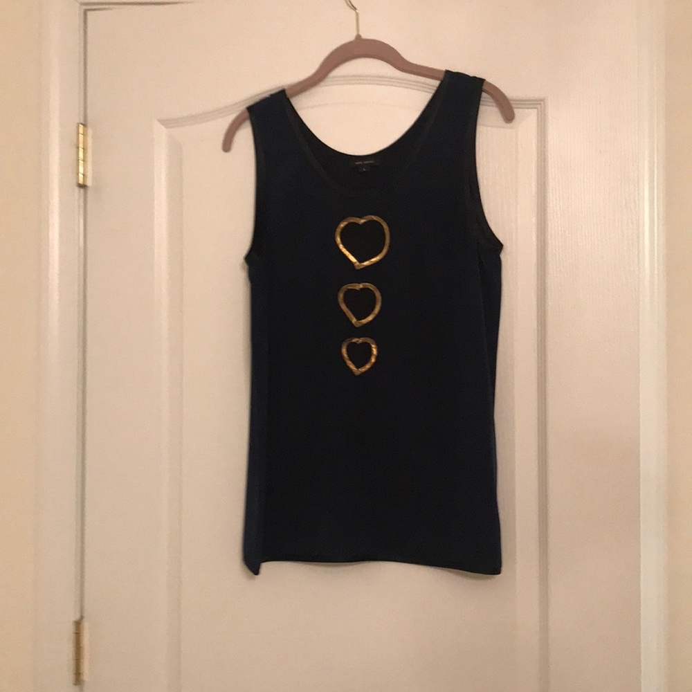 Navy silk tunic with metallic heart detail